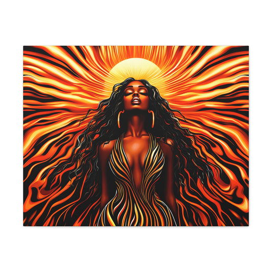 Sunkissed Afrocentric Black Woman Abstract Art Canvas Wall Print