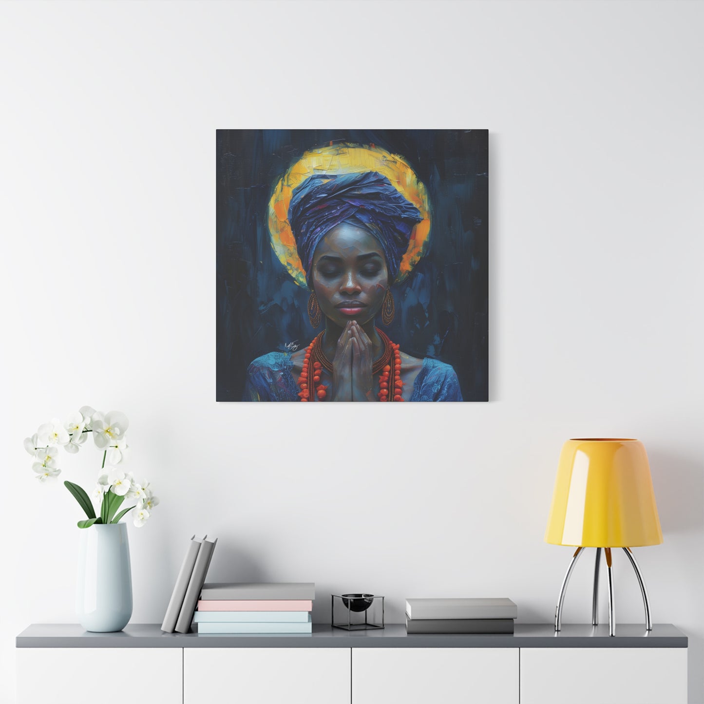 Sunset Relaxation Afrocentric Black Woman Spiritual Art Canvas Wall Print