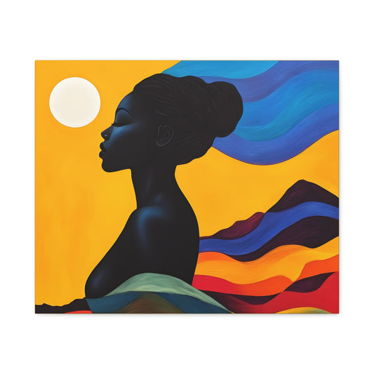 Serenity In Full Color Black Woman Art Canvas Wall Print