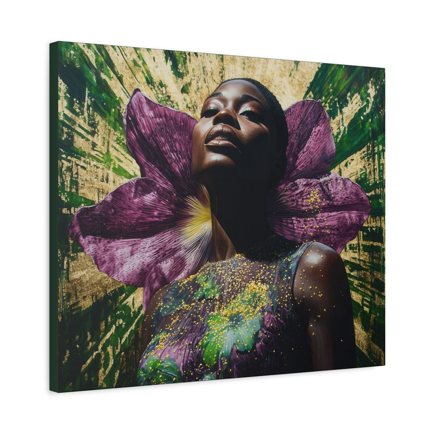 Blooming With Beauty Afrocentric Black Woman Inspirational Spiritual Art Canvas Wall Print