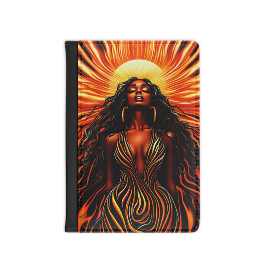 Sun Kissed Vegan Leather Black Art RFID Blocking Passport Cover