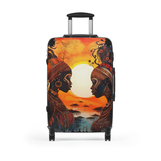 Sisters At Sunrise Black Art Hardshell Hardside Lockable Spinner Suitcase