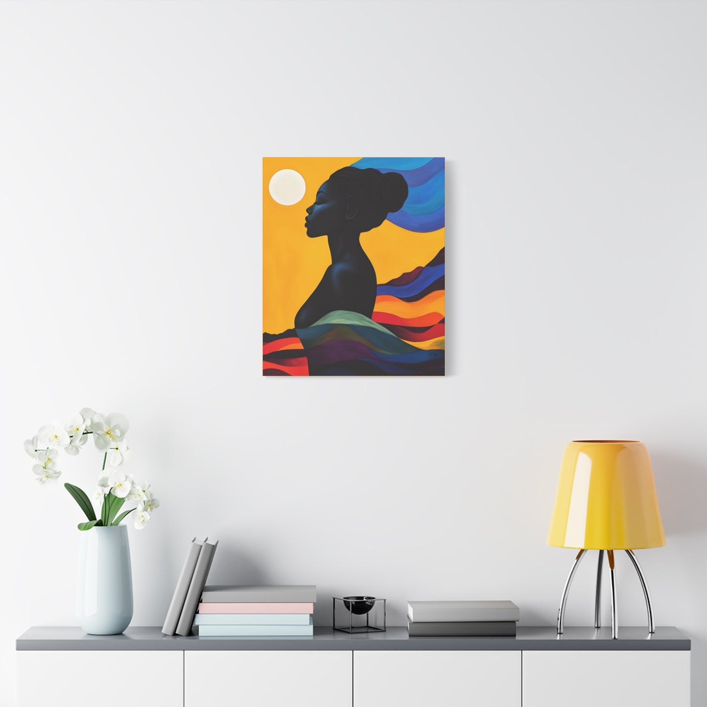 Serenity In Full Color Black Woman Art Canvas Wall Print