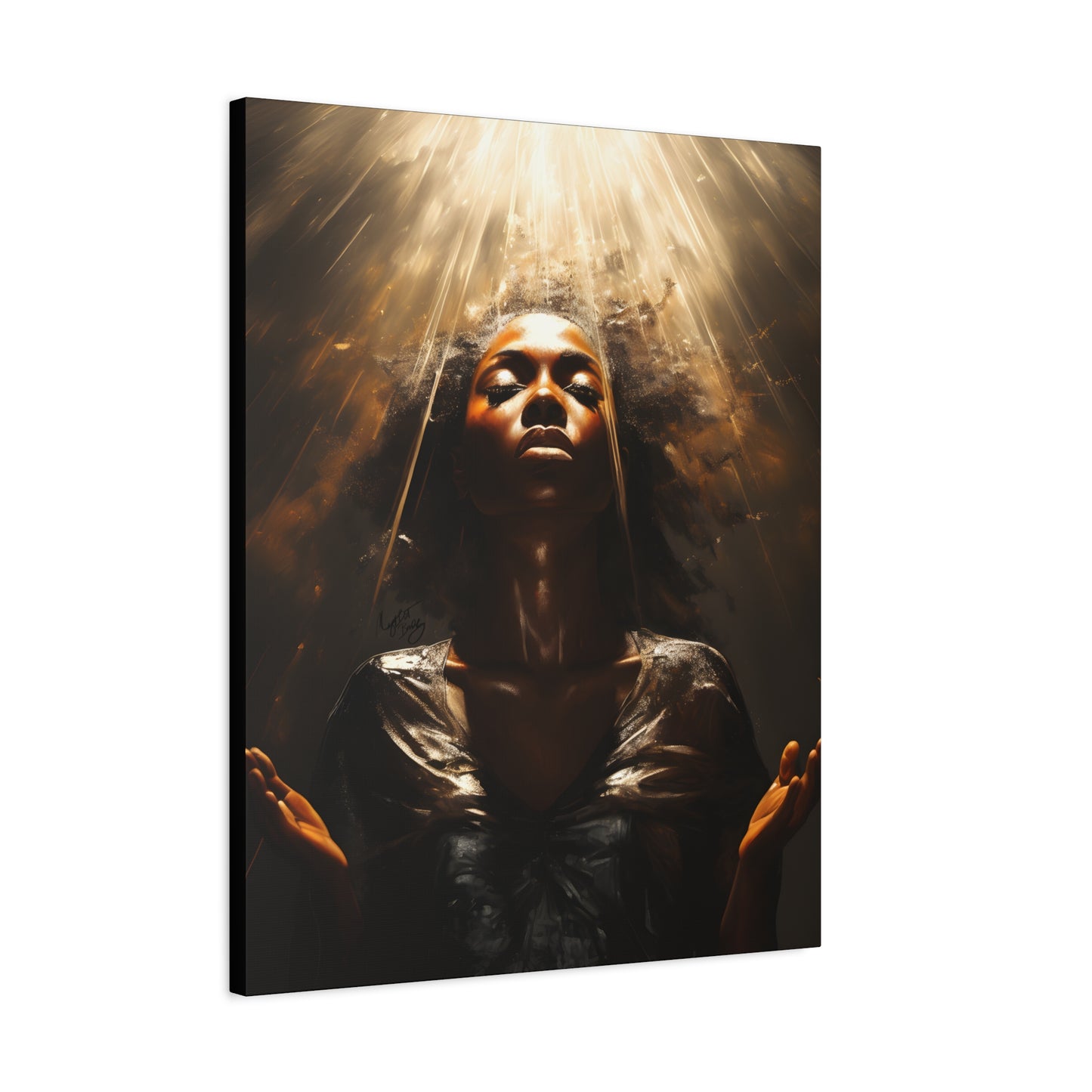 Give Me Strength Afrocentric Black Woman Inspirational Spiritual Art Canvas Wall Print