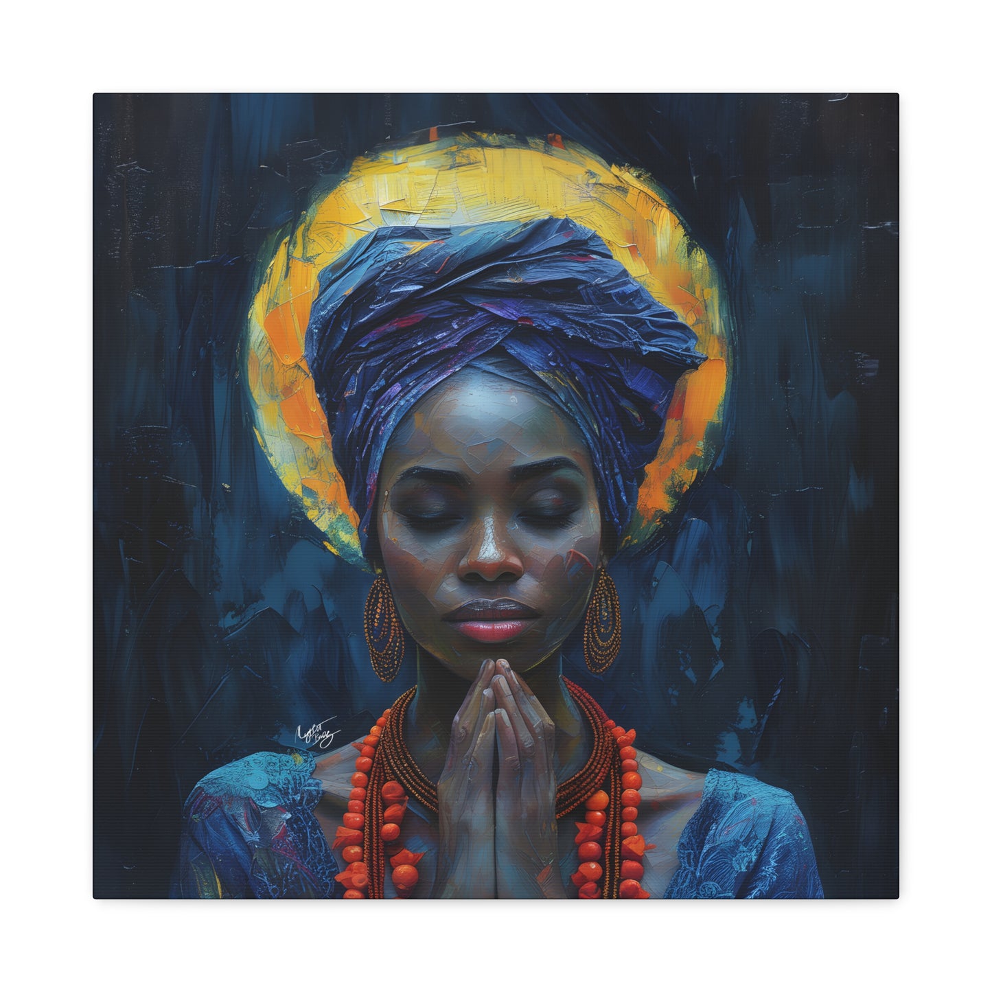 Sunset Relaxation Afrocentric Black Woman Spiritual Art Canvas Wall Print