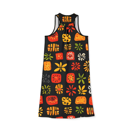 Vibrant Abstract Print Comfort Stretch Racerback Dress