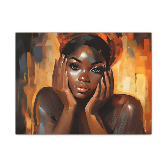 Hello Afrocentric Black Woman Art Canvas Wall Print