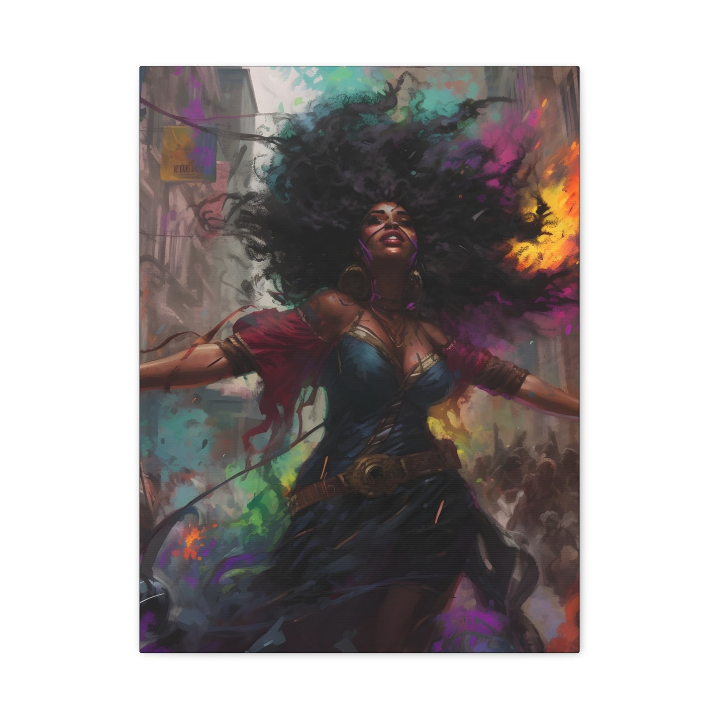 Flee To Freedom Afrocentric Abstract Black Woman Fantasy Alternative History Art Canvas Wall Print