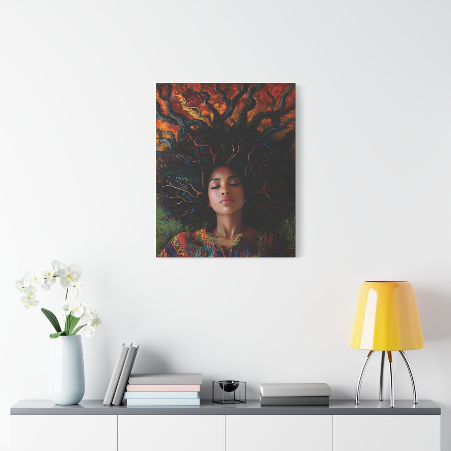 Rooted In My Mind Afrocentric Black Woman Inspirational Spiritual Art Canvas Wall Print - Xtreme Shopper