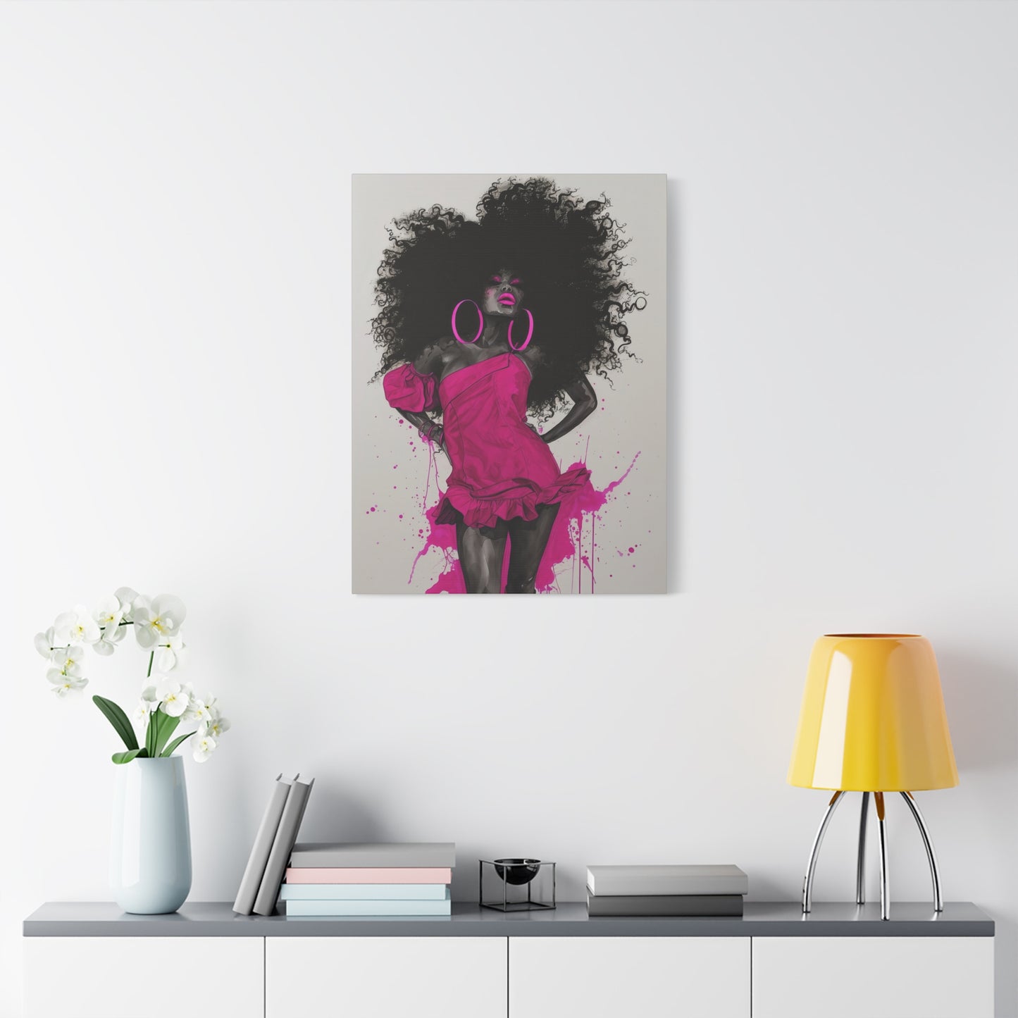 Model Perfect In Pink — Afrocentric Inspirational Black Woman Canvas Wall Art