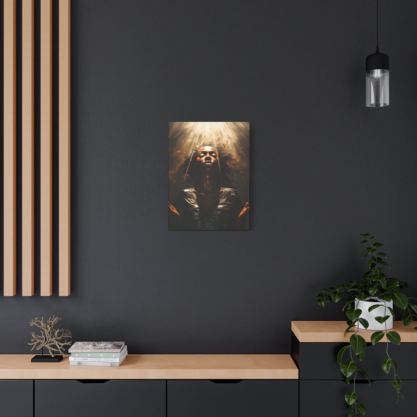 Give Me Strength Afrocentric Black Woman Inspirational Spiritual Art Canvas Wall Print