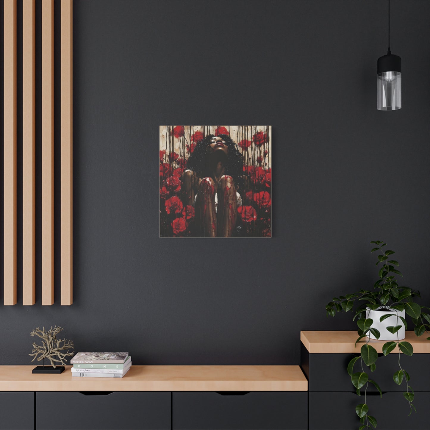 Like A Rose Black Woman Art Canvas Wall Print