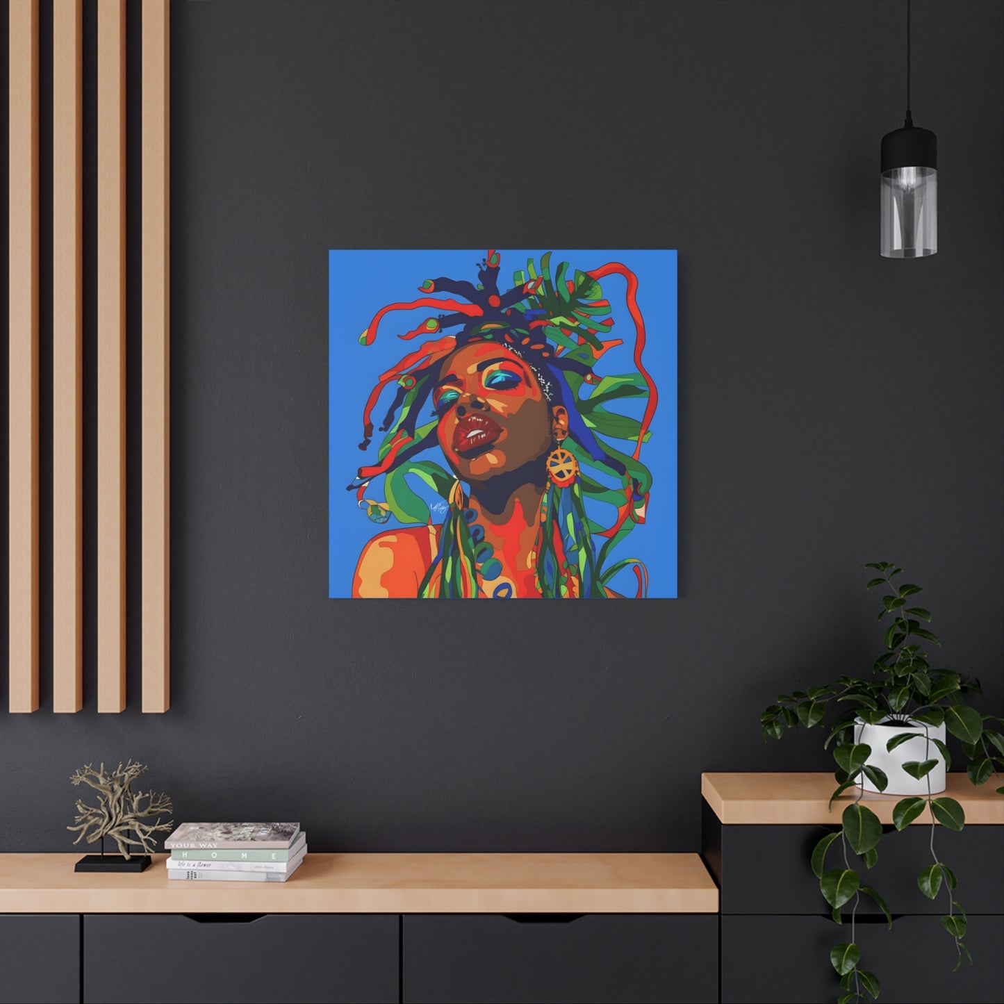 I'm Feeling It Afrocentric Black Woman Abstract Art Canvas Wall Print