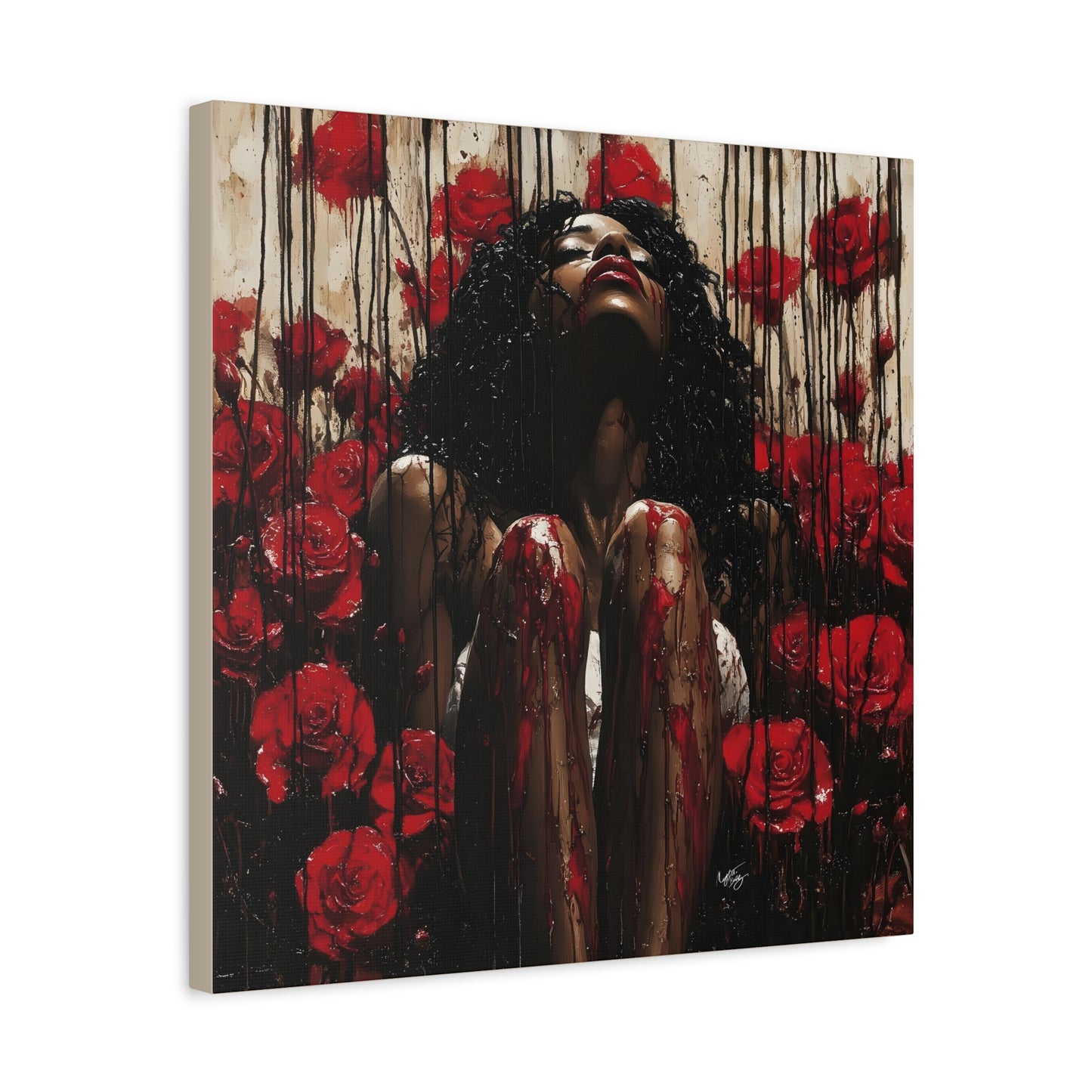 Like A Rose Black Woman Art Canvas Wall Print