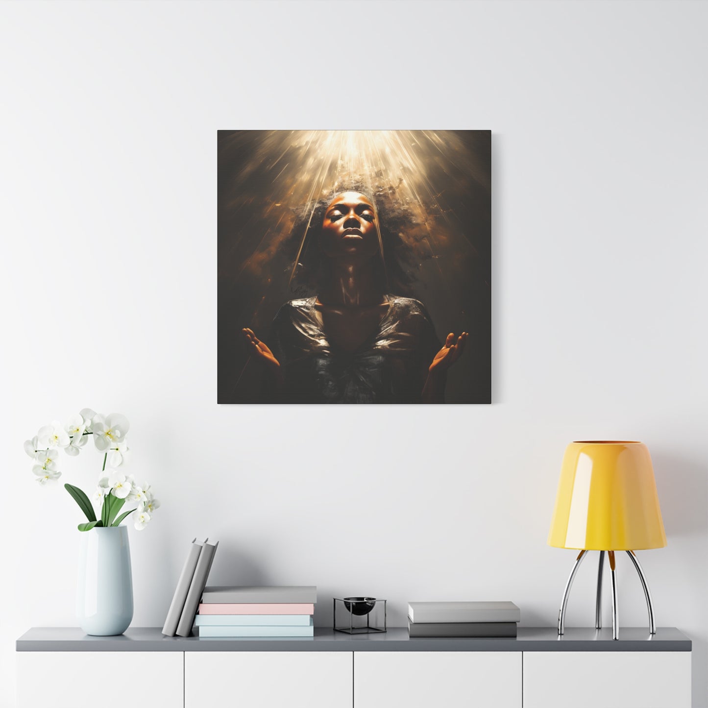 Give Me Strength Afrocentric Black Woman Inspirational Spiritual Art Canvas Wall Print