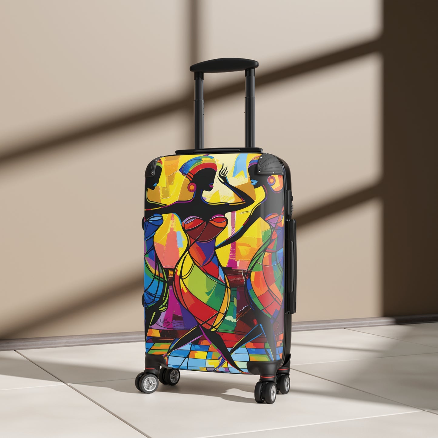Club Trio Black Woman Art Hardshell Hardside Lockable Spinner Suitcase Luggage