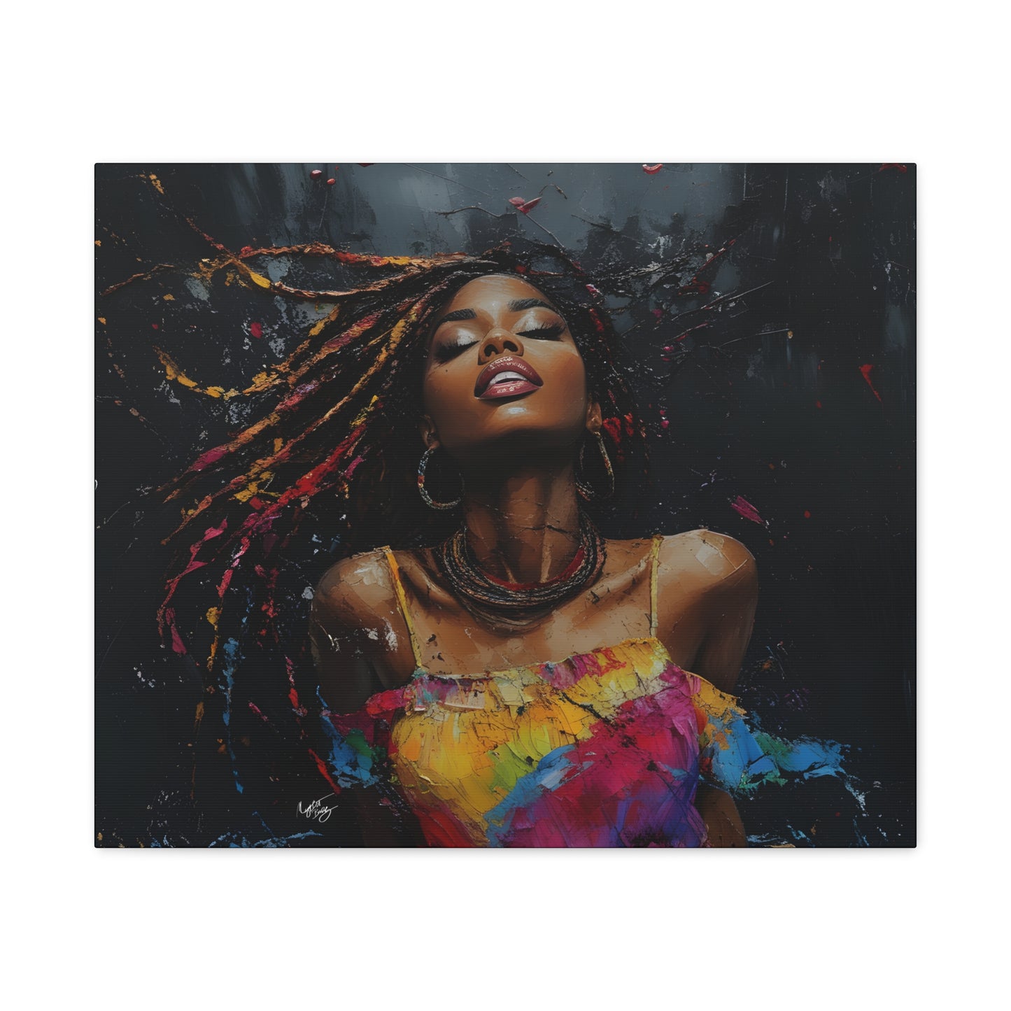 Euphoria Afrocentric Black Woman Abstract Art Canvas Wall Print