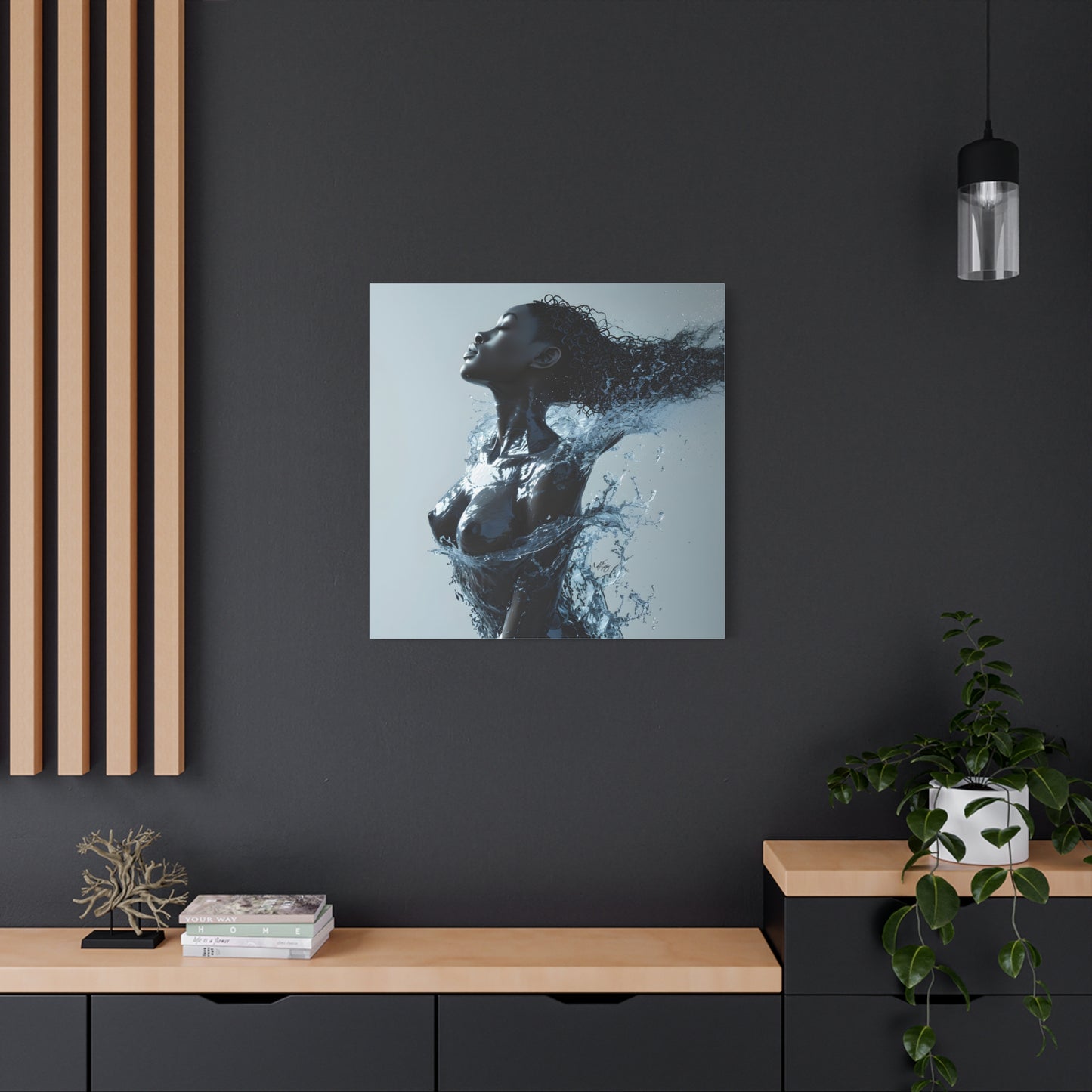 Moisturized and Unbothered Afrocentric Black Woman Art Canvas Wall Print