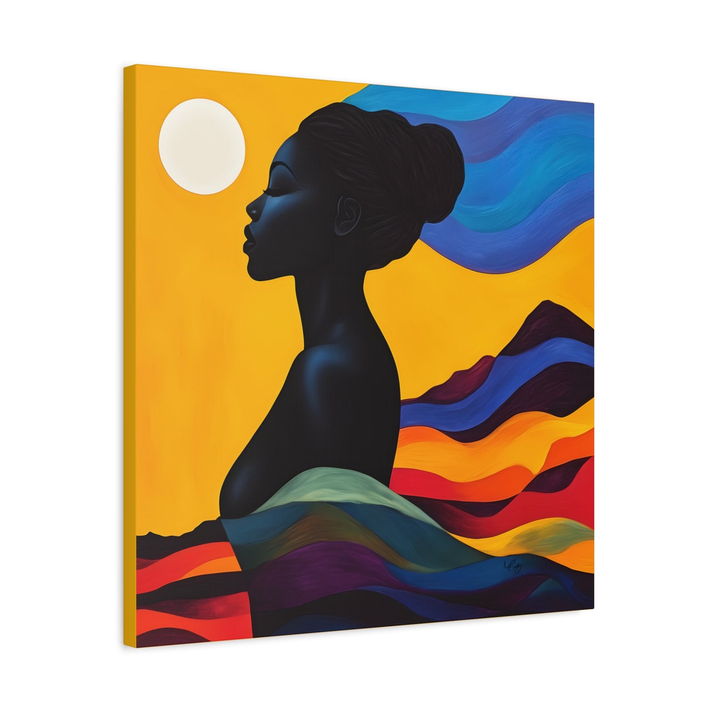 Serenity In Full Color Black Woman Art Canvas Wall Print