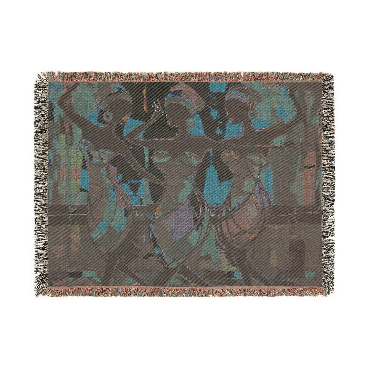 Club Trio Black Woman Art Woven Throw Blanket