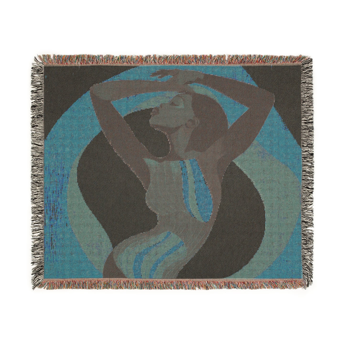 Retro Feelings Black Woman Art Woven Throw Blanket