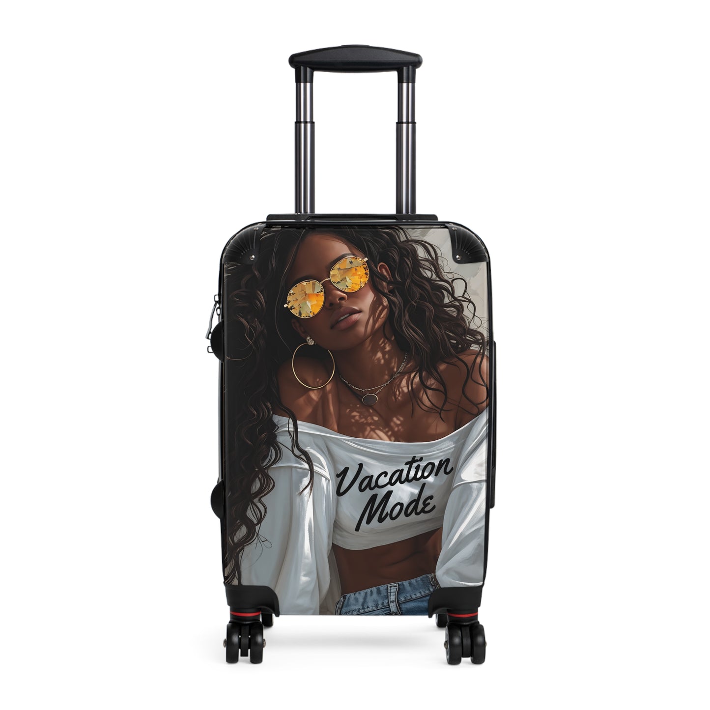Vacation Mode Black Woman Art Hardshell Hardside Lockable Spinner Suitcase Luggage