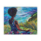 There's Peace By The Sea Afrocentric Black Woman Art Canvas Wall Print