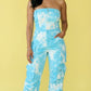 Summer Trends Blue Tie Dye Strapless Utility Jumpsuit