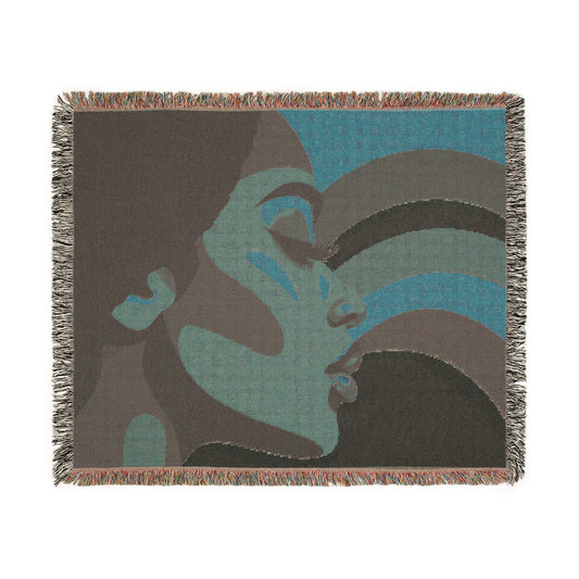 Shades of Peace Afrocentric Black Woman Abstract Art Woven Throw Blanket