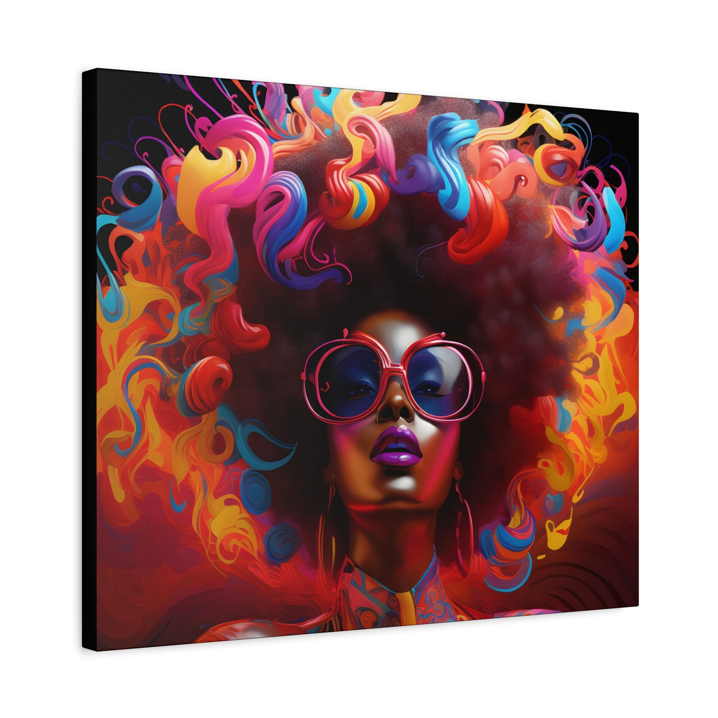 Groovy Summer Black Woman Psychedelic Themed Artwork Canvas Wall Print - Xtreme Shopper
