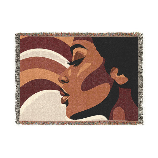 Shades of Peace Afrocentric Black Woman Abstract Art Woven Throw Blanket