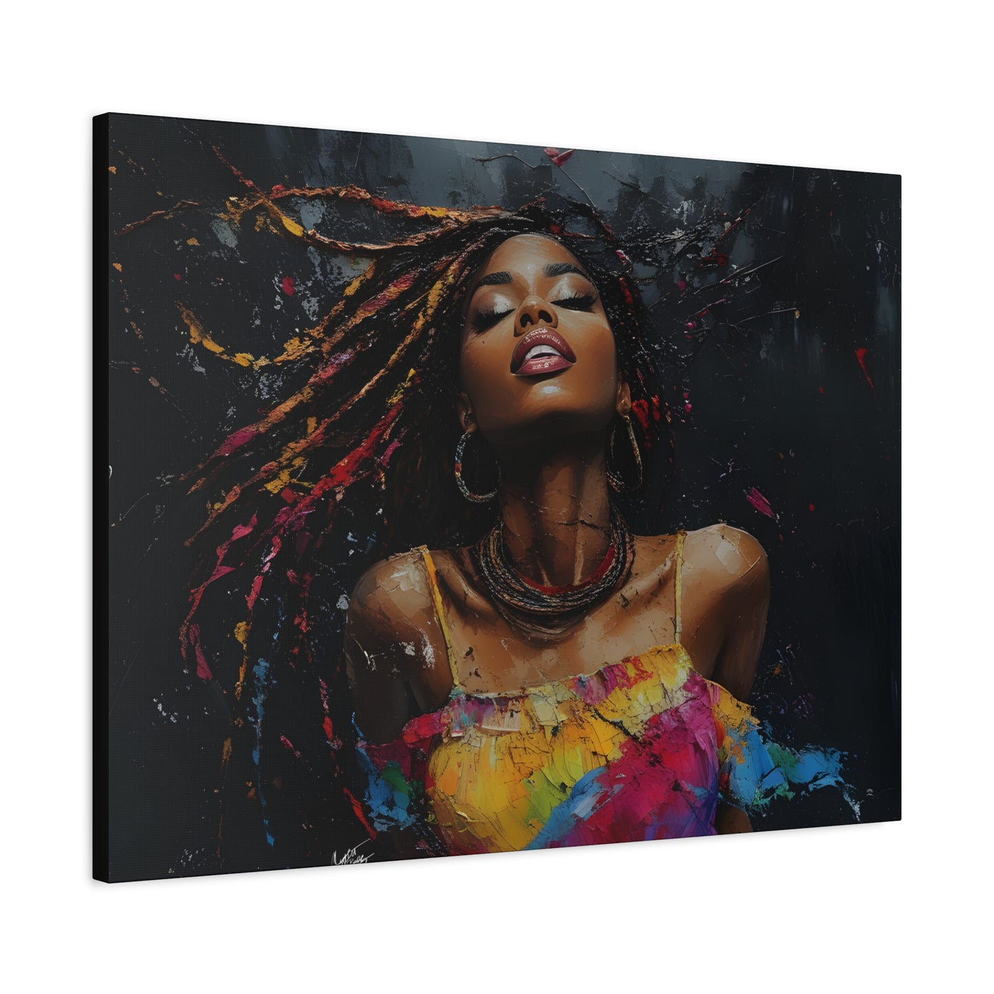 Euphoria Afrocentric Black Woman Abstract Art Canvas Wall Print