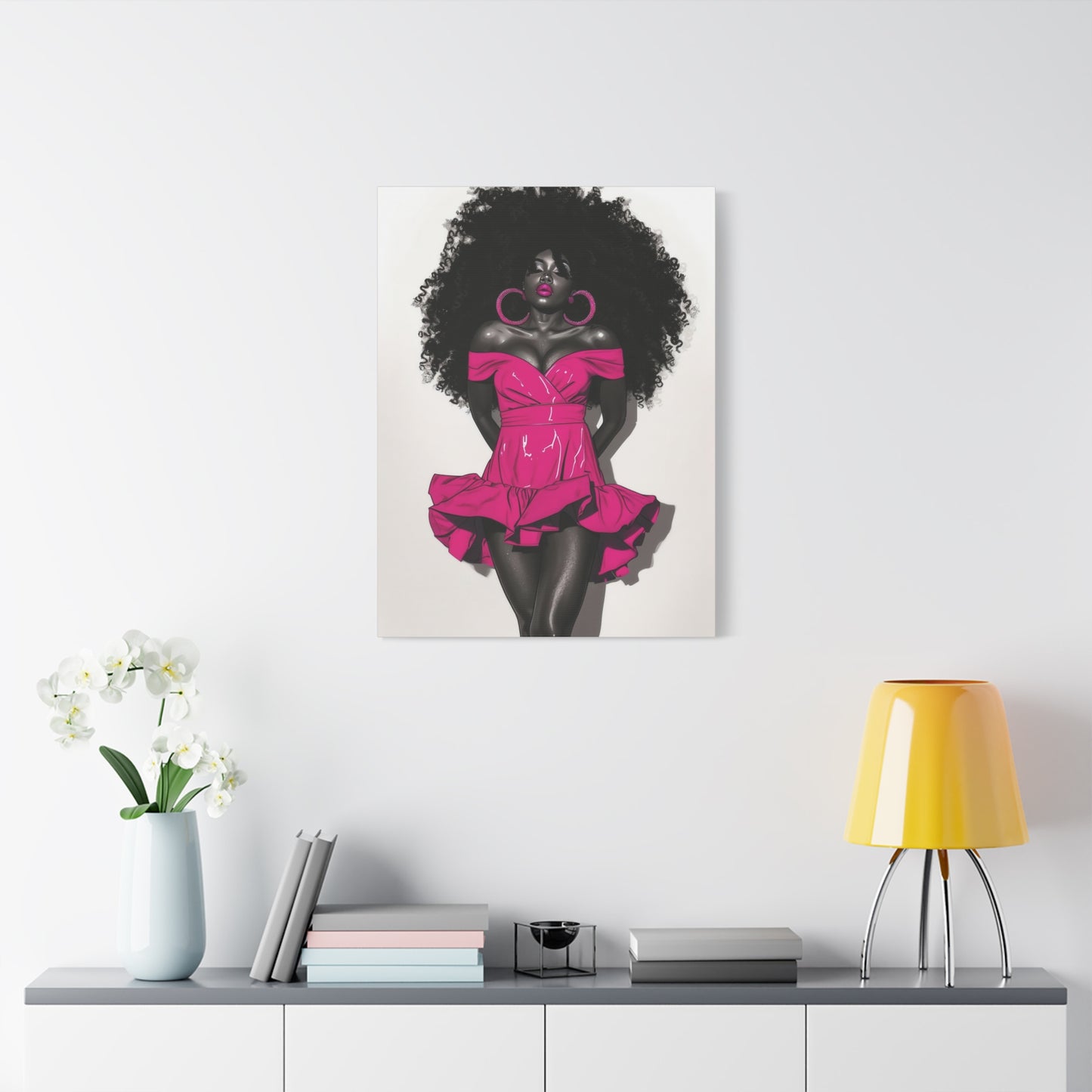 Pink Is My Color Black Woman Art Canvas Wall Print