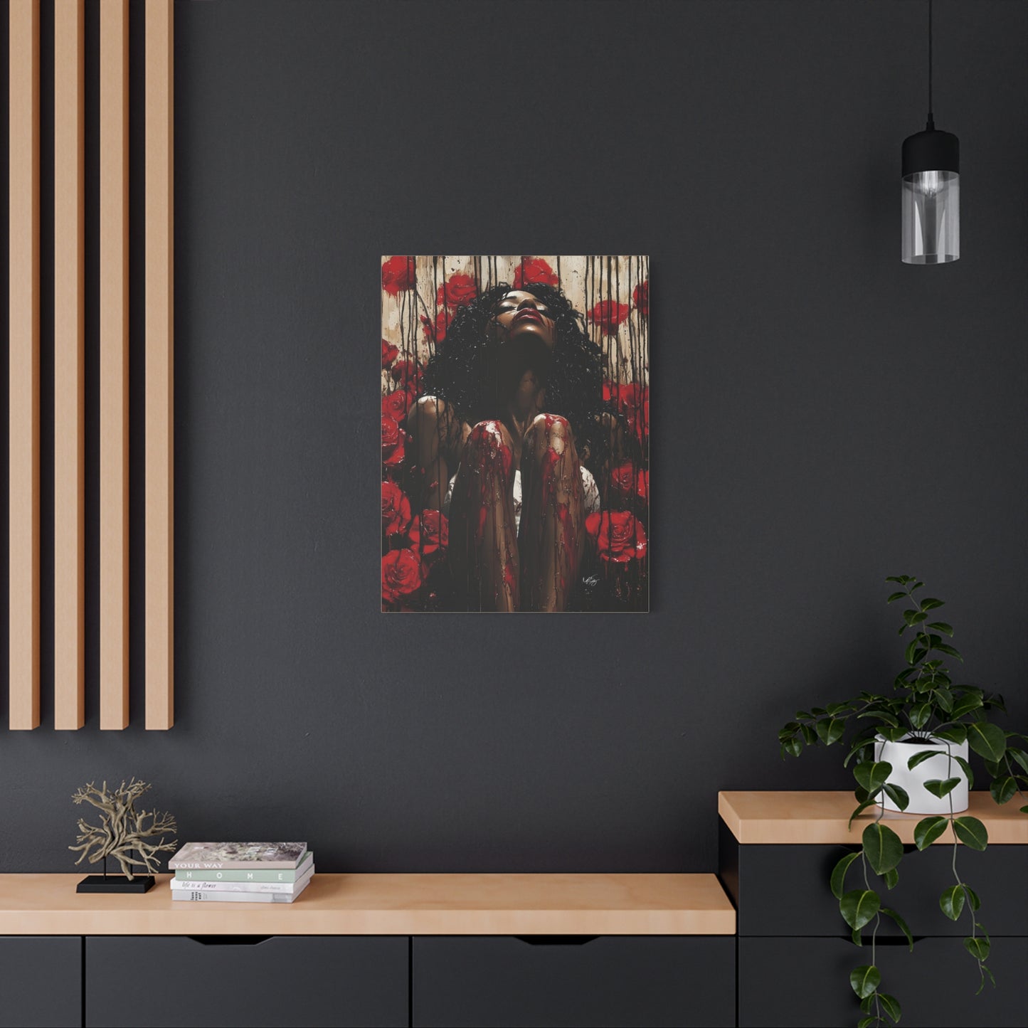 Like A Rose Black Woman Art Canvas Wall Print