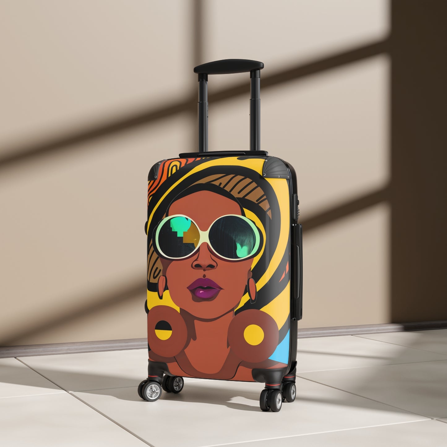 Vacation Vibes Black Woman Art Hardshell Hardside Lockable Spinner Suitcase