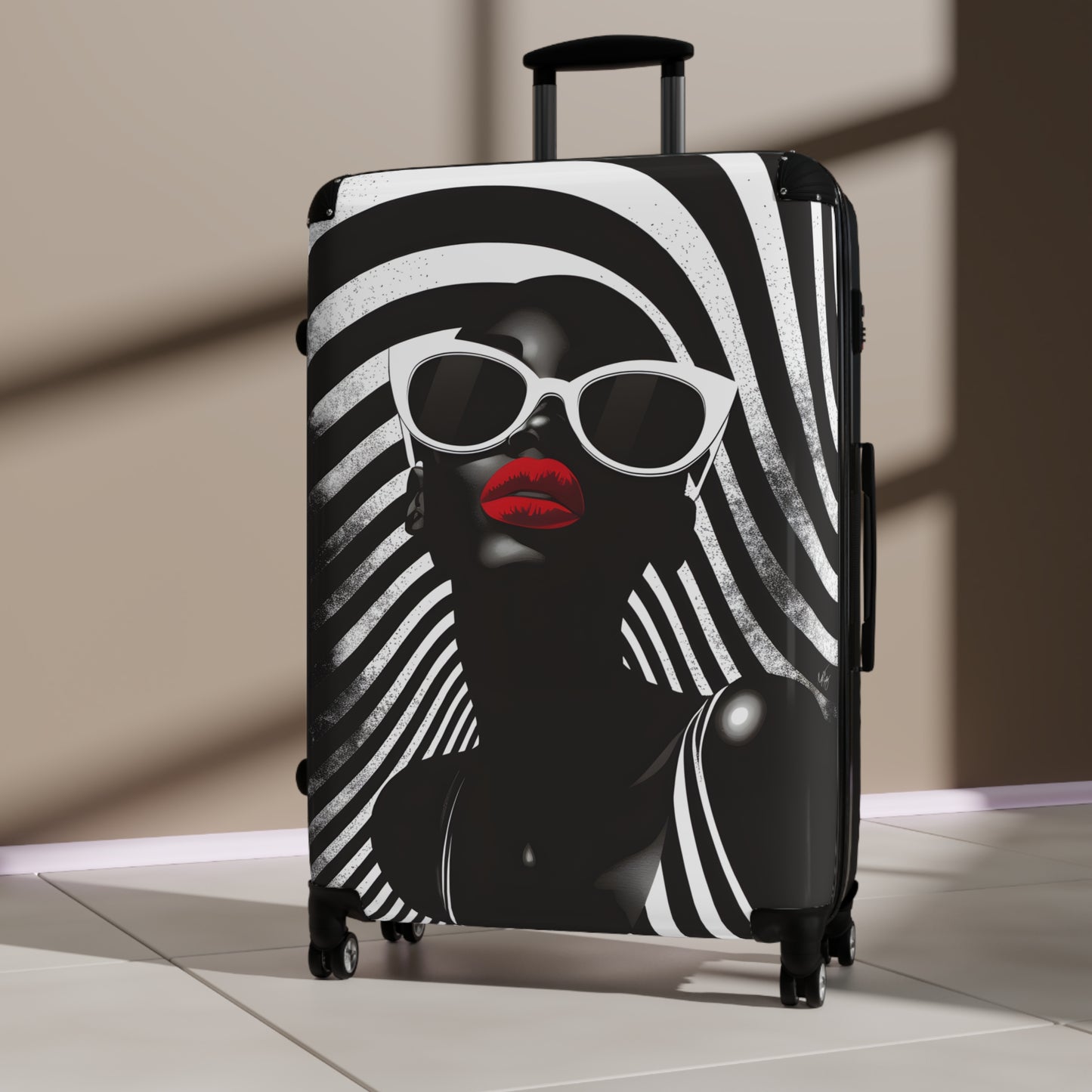 In Black And White Black Woman Art Hardshell Hardside Lockable Spinner Suitcase