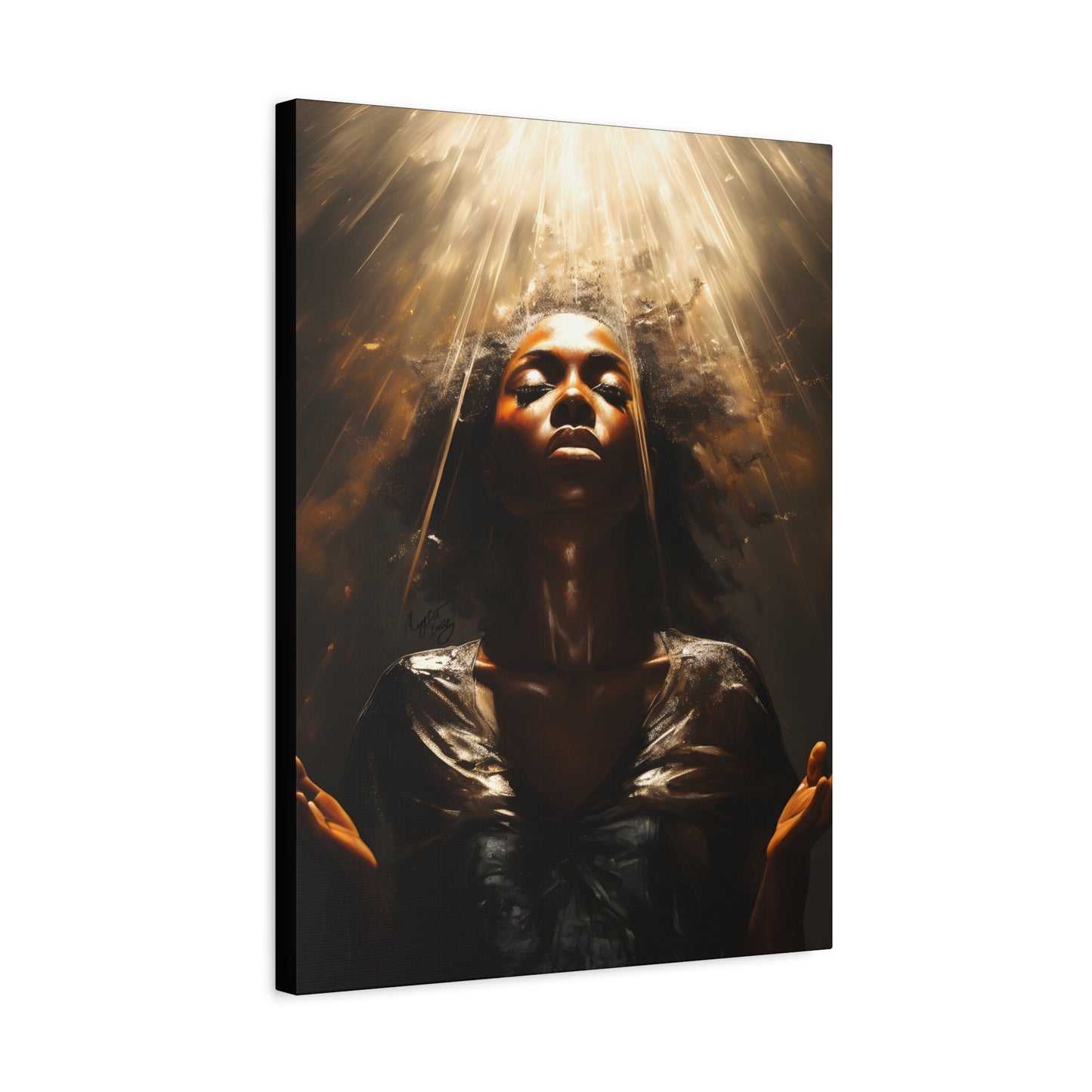 Give Me Strength Afrocentric Black Woman Inspirational Spiritual Art Canvas Wall Print