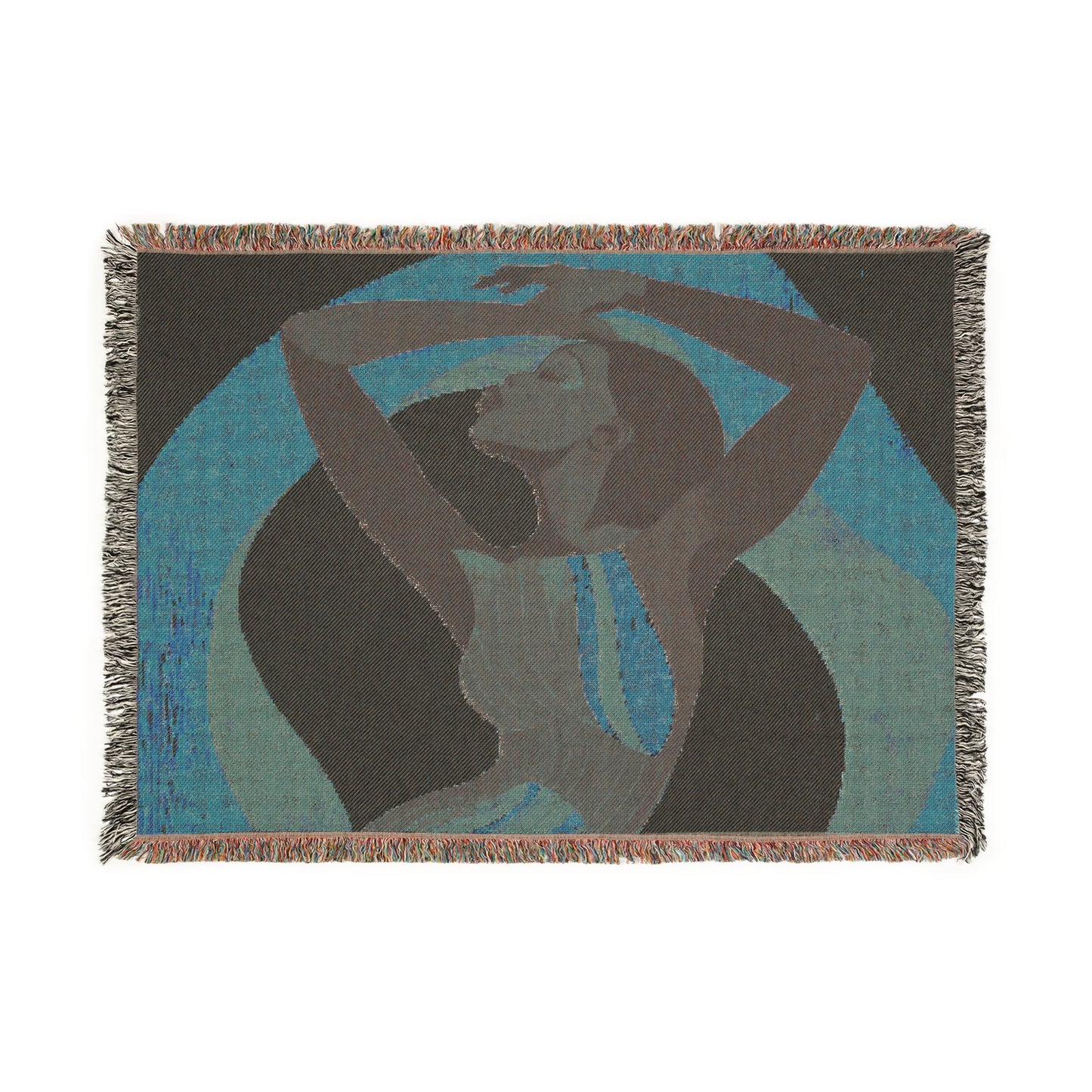 Retro Feelings Black Woman Art Woven Throw Blanket