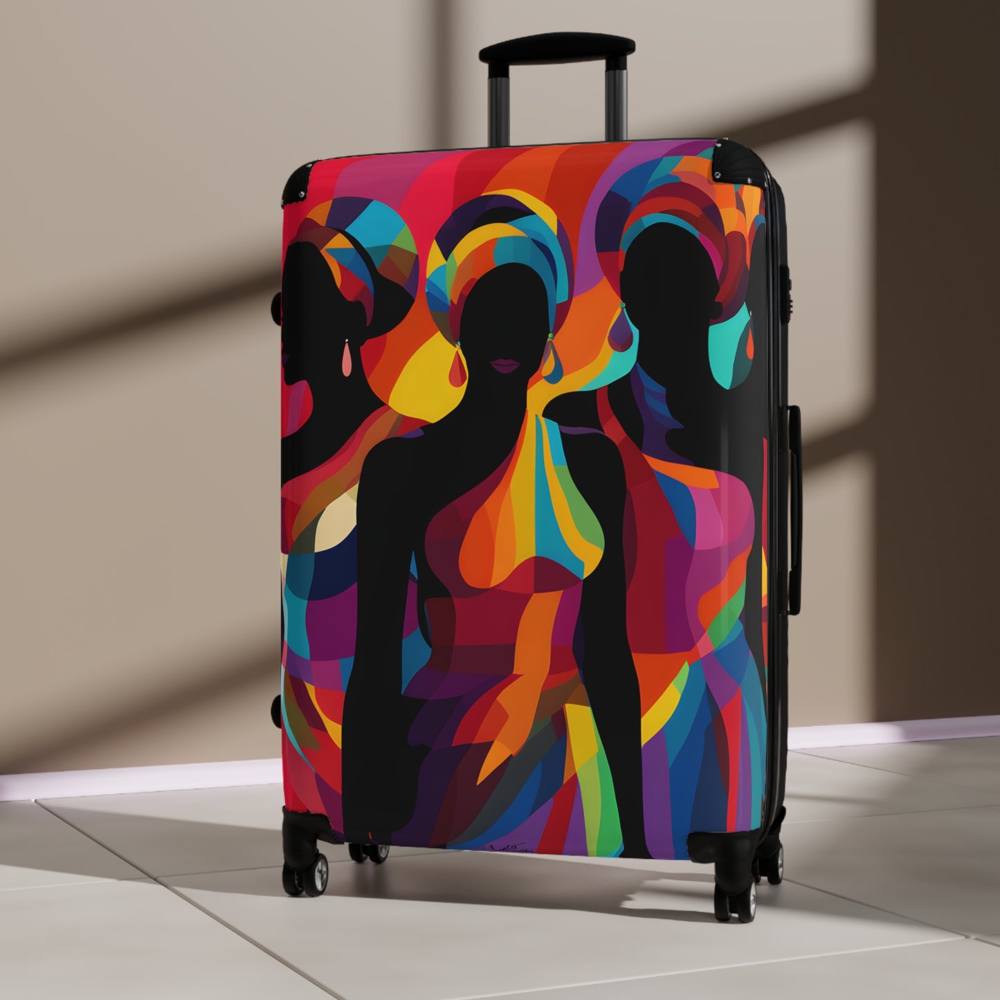 Girlfriends In Abstract Black Woman Art Hardshell Hardside Lockable Spinner Suitcase