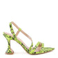 Trendy Snake Print Vegan Leather Low Heel Party Sandals - Xtreme Shopper