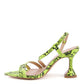 Trendy Snake Print Vegan Leather Low Heel Party Sandals - Xtreme Shopper
