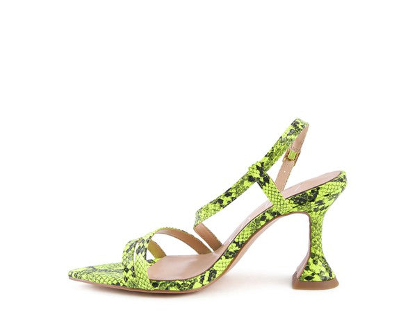 Trendy Snake Print Vegan Leather Low Heel Party Sandals - Xtreme Shopper