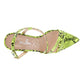 Trendy Snake Print Vegan Leather Low Heel Party Sandals - Xtreme Shopper
