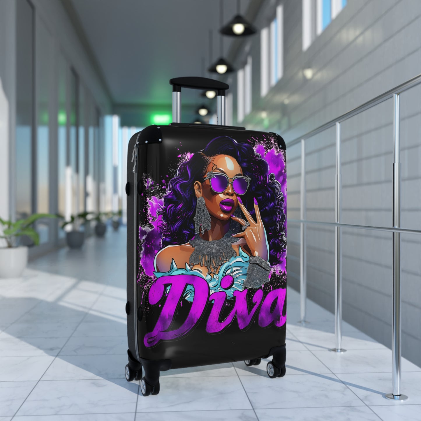 Diva Black Woman Art Hardshell Hardside Lockable Spinner Suitcase