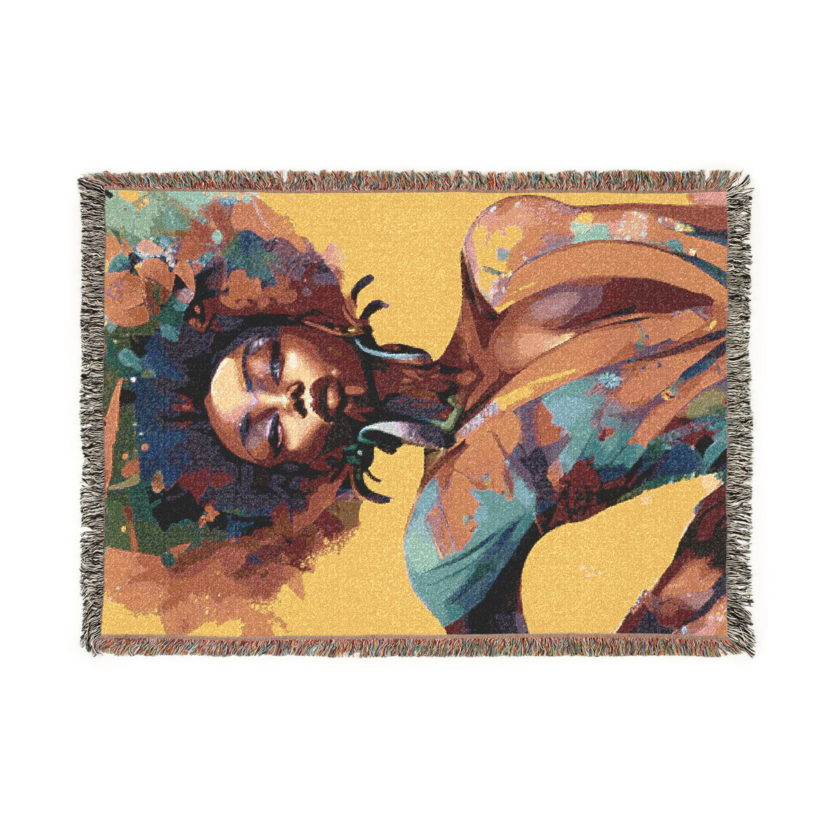 Everything About Me Black Woman Art Woven Throw Blanket
