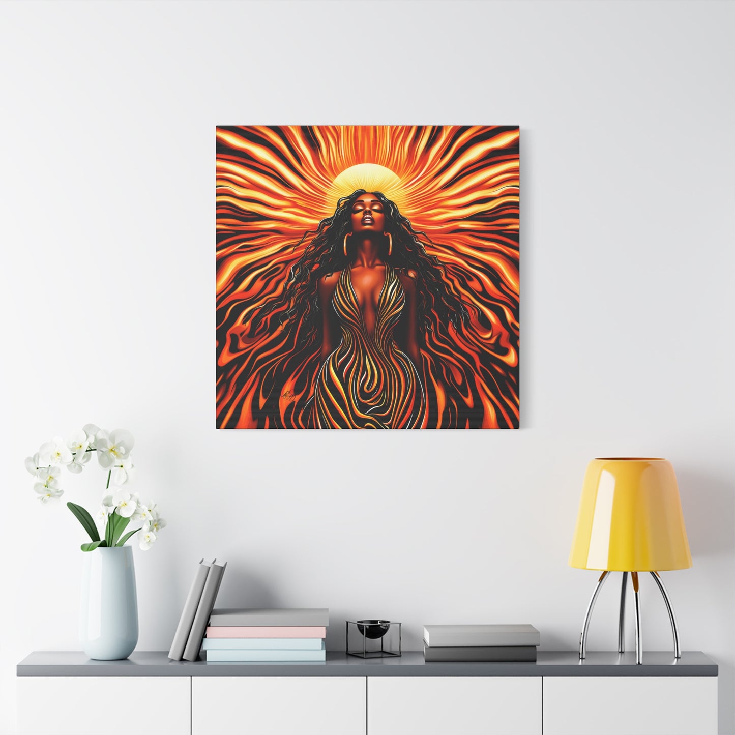 Sunkissed Afrocentric Black Woman Abstract Art Canvas Wall Print
