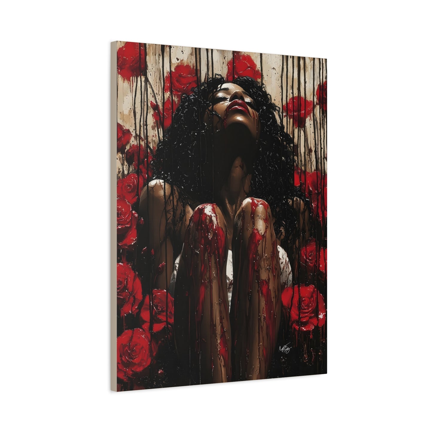 Like A Rose Black Woman Art Canvas Wall Print