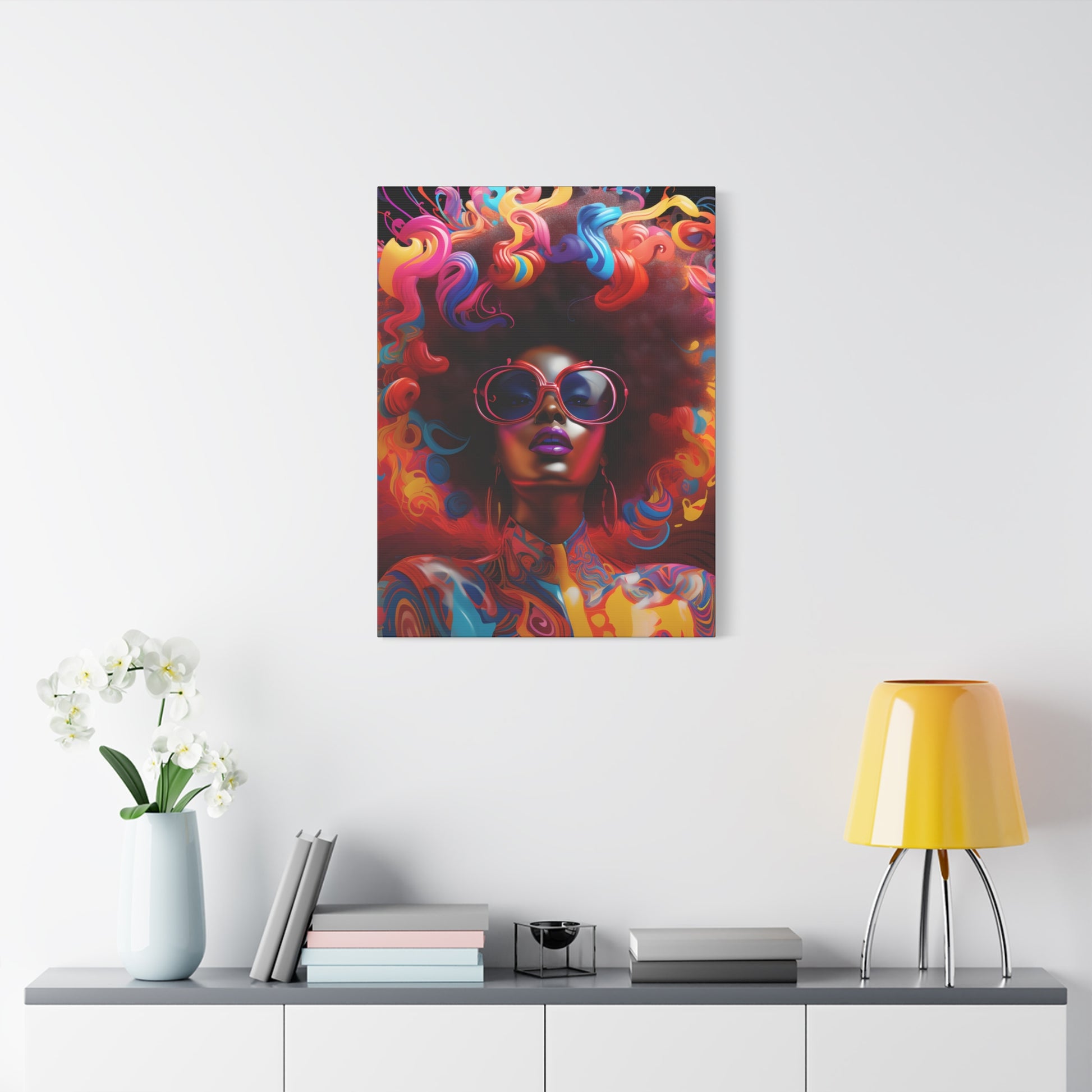 Groovy Summer Black Woman Psychedelic Themed Artwork Canvas Wall Print - Xtreme Shopper