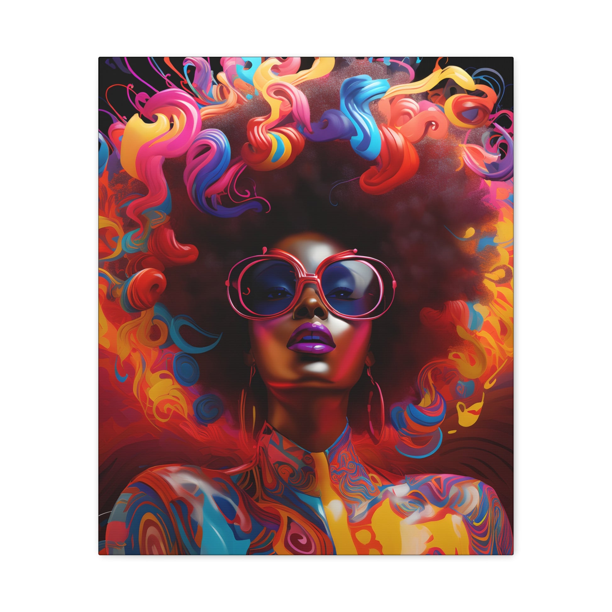 Groovy Summer Black Woman Psychedelic Themed Artwork Canvas Wall Print - Xtreme Shopper