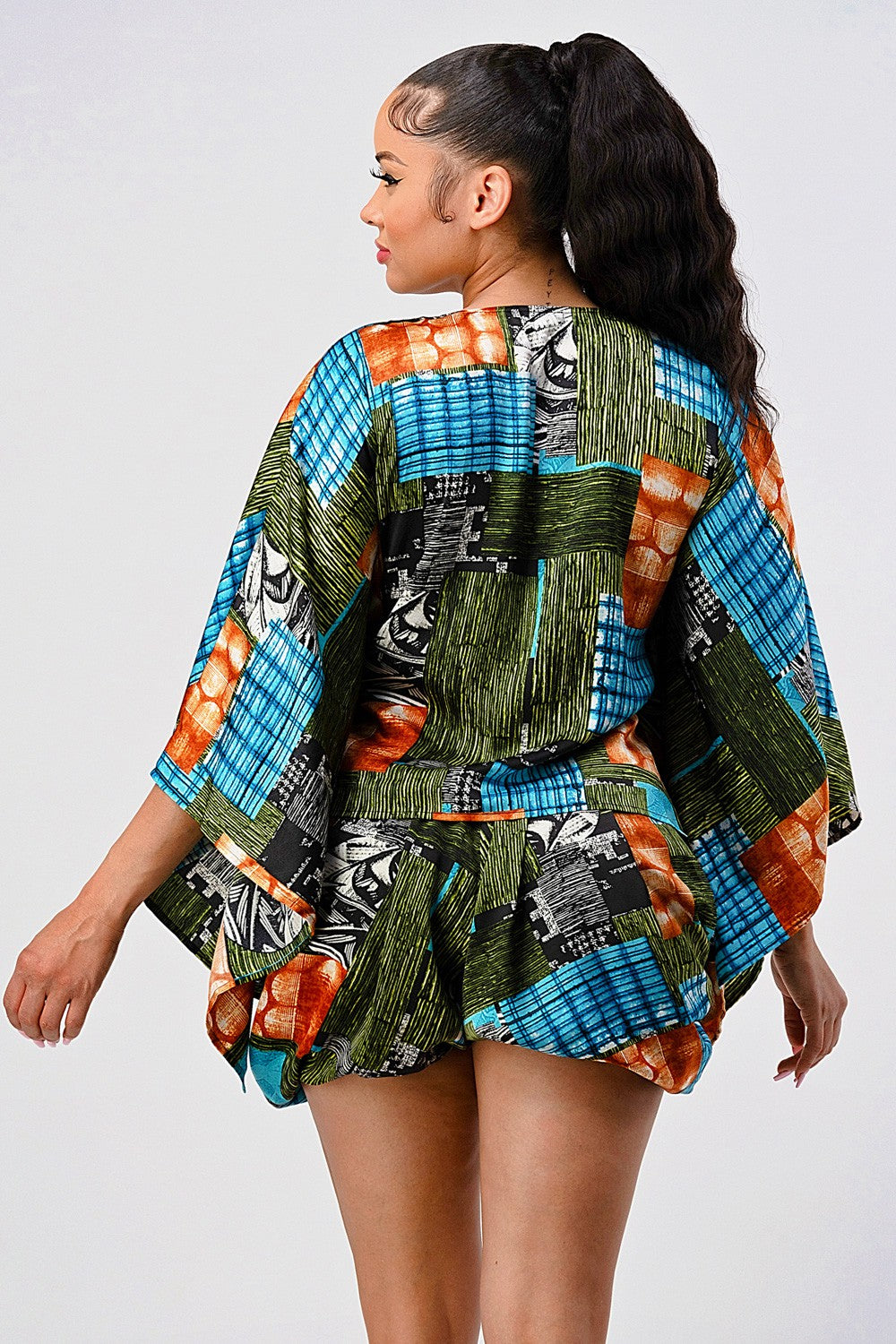Trendy Vibrant Kimono Sleeve Romper